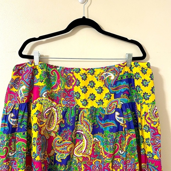 Lauren Ralph Lauren Patchwork Multicolored Paisley Skirt Sz 2X Cottagecore Boho - Picture 3 of 8